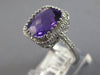 LARGE 4.51CT DIAMOND & AAA AMETHYST 14KT WHITE GOLD 3D CUSHION & ROUND HALO RING