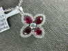 ESTATE 1.08CT DIAMOND & AAA RUBY 18K WHITE GOLD 3D ROUND & OVAL FLOWER PENDANT