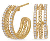 WIDE .47CT DIAMOND 14KT YELLOW GOLD 3 ROW ROPE DESIGN SEMI HOOP HANGING EARRINGS