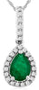 .81CT DIAMOND & AAA EMERALD 14KT WHITE GOLD PEAR SHAPE & ROUND FLOATING PENDANT