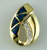 ESTATE .04CT DIAMOND & AAA OPAL 14KT YELLOW GOLD 3D TEAR DROP FLOATING PENDANT