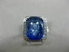 ESTATE EXTRA LARGE 12.25CT DIAMOND & AAA SAPPHIRE 14K WHITE GOLD ENGAGEMENT RING