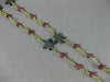 ANTIQUE LONG AAA HEMATITE & RUBY 18KT YELLOW GOLD 3D SHOOTING STAR FUN NECKLACE