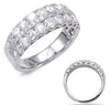 ESTATE WIDE 1.91CT DIAMOND 14KT WHITE GOLD 3 ROW CLASSIC ROUND ANNIVERSARY RING