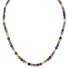 55.22CT DIAMOND & AAA MULTI COLOR SAPPHIRE 18K WHITE GOLD FLOWER TENNIS NECKLACE