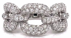 1.6CT DIAMOND 18K WHITE GOLD MULTI ROW SQUARE LOVE KNOT PAST PRESENT FUTURE RING