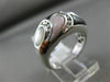 ESTATE WIDE .32CT DIAMOND 14KT WHITE GOLD AAA MOTHER OF PEARL 3D LEAF FUN RING