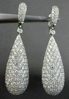 ANTIQUE 5.57CT DIAMOND 18KT WHITE GOLD 3 DIMENSIONAL FILIGREE HANGING EARRINGS