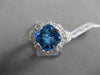 ESTATE 3.44CT DIAMOND & AAA EXTRA FACET BLUE TOPAZ 14KT WHITE GOLD FILIGREE RING