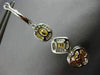 LARGE 4.02CT WHITE & FANCY YELLOW DIAMOND 18K 2 TONE GOLD HEART HANGING EARRINGS