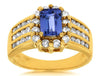 LARGE 2.0CT DIAMOND & AAA TANZANITE 14KT YELLOW GOLD EMERALD CUT ENGAGEMENT RING