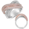 LARGE 1.92CT DIAMOND 14KT WHITE & ROSE GOLD MULTI ROW CRISS CROSS INFINITY RING