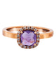 .52CT DIAMOND & AAA AMETHYST 18KT ROSE GOLD 3D CUSHION & ROUND SQUARE LOVE RING