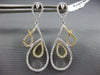ESTATE LARGE .98CT DIAMOND 18KT 2 TONE GOLD TEAR DROP LOVE KNOT HANGING EARRINGS