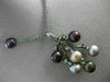 ANTIQUE LARGE .12CT DIAMOND & AAA PEARL 14K BLACK GOLD ETOILE 3D FLORAL NECKLACE