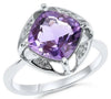 ESTATE WIDE 2.82CT DIAMOND & AAA AMETHYST 14KT WHITE GOLD 3D ETOILE FUN RING