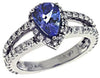 1.99CT DIAMOND & AAA TANZANITE 14K WHITE GOLD PEAR SHAPE & ROUND ENGAGEMENT RING