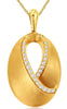0.16CT DIAMOND 14KT YELLOW GOLD MATTE & SHINY INFINITY OVAL LOVE FLOATING PENDANT