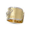 EXTRALARGE 16.52CT DIAMOND AAA EMERALD 18KT 2 TONE GOLD FILIGREE BANGLE BRACELET