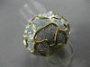 ESTATE LARGE 1.38CT DIAMOND 18K WHITE & YELLOW GOLD HANDCRAFTED PAVE NUGGET RING