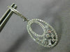ESTATE .75CT ROUND AND BAGUETTE DIAMOND 14KT WHITE GOLD 3D OVAL HANGING EARRINGS
