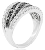 1.45CT WHITE & BLACK DIAMOND 14KT WHITE & BLACK GOLD MULTI ROW CRISS CROSS RING