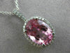 ESTATE LARGE 6.27CT DIAMOND & PINK TOPAZ 14KT GOLD 3D OVAL HALO FLOATING PENDANT