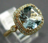 ESTATE WIDE 2.08CT DIAMOND & AAA AQUAMARINE 14K ROSE GOLD SQUARE ENGAGEMENT RING