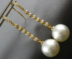 .35CT DIAMOND & AAA SOUTH SEA PEARL 18KT YELLOW GOLD 3D ETOILE HANGING EARRINGS