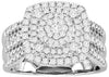 LARGE 1.0CT DIAMOND 14KT WHITE GOLD ROUND CLUSTER SQUARE LEAF PAVE PROMISE RING