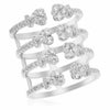LARGE 1.35CT DIAMOND 18KT WHITE GOLD 3D MULTI FLOWER MULTI RING TENSION RING