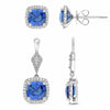 7.16CT DIAMOND & SAPPHIRE 18KT WHITE GOLD INTERCHANGEABLE HANGING STUD EARRINGS