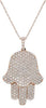 LARGE 2.17CT DIAMOND 18KT ROSE GOLD CLASSIC HAMSA CHAMSA LUCKY FLOATING PENDANT