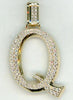 ESTATE EXTRA LARGE 1.66CT DIAMOND 14K YELLOW GOLD Q INITIAL FUN FLOATING PENDANT