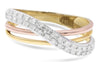 ESTATE .22CT DIAMOND 14KT TRI COLOR GOLD CRISS CROSS INFINITY LOVE RING