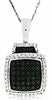 ESTATE .50CT WHITE & BLACK DIAMOND 14KT WHITE GOLD PAVE SQUARE HALO FUN PENDANT