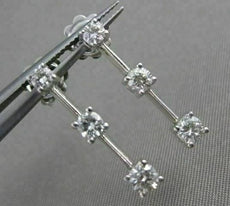 ESTATE .88CTW DIAMOND 14K WHITE GOLD HANGING PAST PRESENT FUTURE EARRINGS #14438