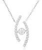 ESTATE .22CT DIAMOND 14K WHITE GOLD 3D ROUND SOLITAIRE CRISS CROSS LOVE NECKLACE