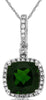 2.29CT DIAMOND & AAA RUSSALITE 14KT WHITE GOLD CUSHION & ROUND FLOATING PENDANT