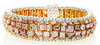 LARGE 5.72CT WHITE & PINK DIAMOND 18KT WHITE & ROSE GOLD 3D CUFF TENNIS BRACELET