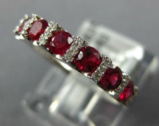 ESTATE 0.96CT DIAMOND & AAA RUBY 18KT WHITE GOLD 3D ROUND ANNIVERSARY RING
