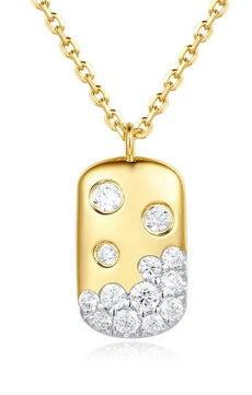 .29CT DIAMOND 14KT YELLOW GOLD ROUND 3D ETOILE RECTANGULAR FUN FLOATING PENDANT