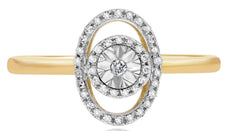 ESTATE .11CT DIAMOND 14KT YELLOW GOLD 3D ROUND STARBURST FLORAL OVAL FUN RING