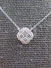 ESTATE .21CT DIAMOND 14KT WHITE GOLD CLASSIC 4 LEAF CLOVER FLOWER LOVE NECKLACE