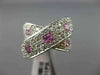 ESTATE LARGE 3.0CT DIAMOND & PINK SAPPHIRE 14KT WHITE GOLD CRISS CROSS LOVE RING