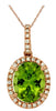 2.58CT DIAMOND & AAA PERIDOT 14K ROSE GOLD 3D OVAL & ROUND HALO FLOATING PENDANT