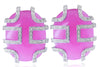 ESTATE .38CT DIAMOND & AAA PINK JADE 18KT WHITE GOLD 3D OVAL FUN EARRINGS