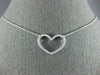 ESTATE .27CT DIAMOND 18K WHITE GOLD 3D CLASSIC OPEN HEART LOVE NECKLACE