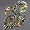 ESTATE LARGE .25CT DIAMOND 14KT WHITE & YELLOW GOLD J INITIAL DOUBLE PLATE RING