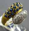 WIDE 2.71CT DIAMOND & AAA SAPPHIRE 18K YELLOW GOLD 3D MULTI ROW CRISS CROSS RING